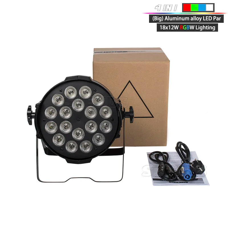SHEHDS LED Flat/ Big Par 18x18W 6in1 or 18x12W 4in1 Lighting DMX512 Aluminum Alloy Suitable For DJ Disco Christmas Party Stage