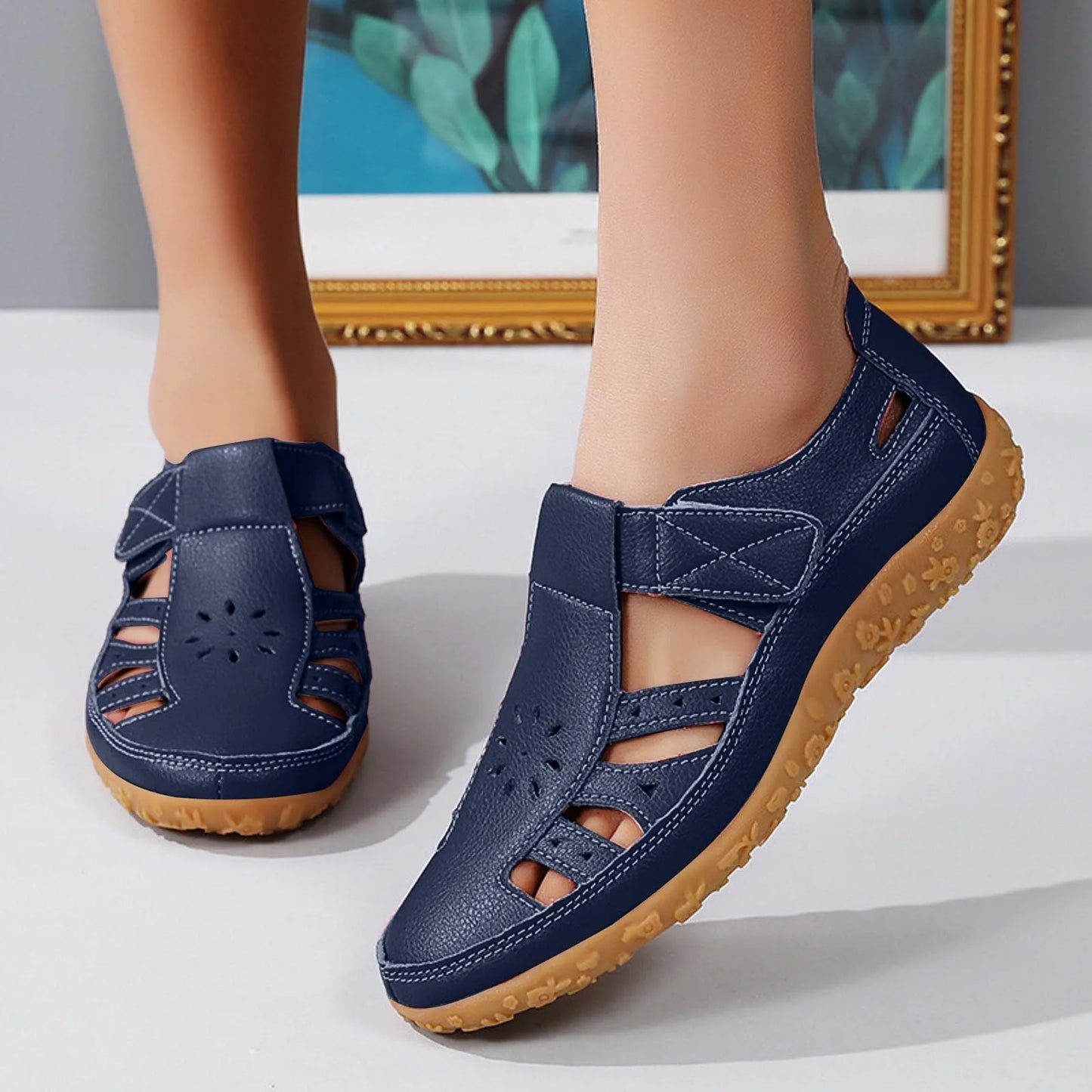 Sandals For Women 2025 Dressy Ladies New Spring And Summer Hollow Sandals Fashionable Solid Color Covered Toe Chaussures Femme