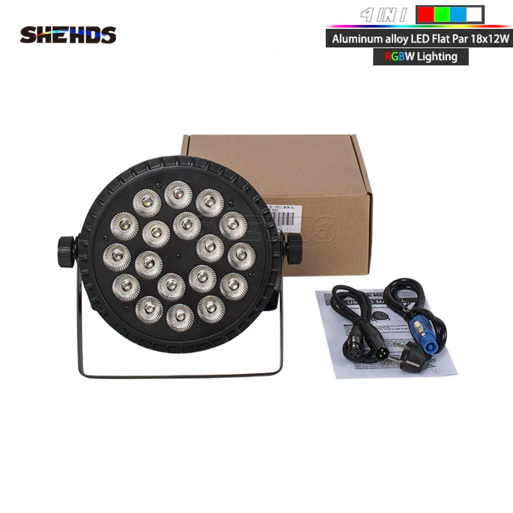 SHEHDS LED Flat/ Big Par 18x18W 6in1 or 18x12W 4in1 Lighting DMX512 Aluminum Alloy Suitable For DJ Disco Christmas Party Stage