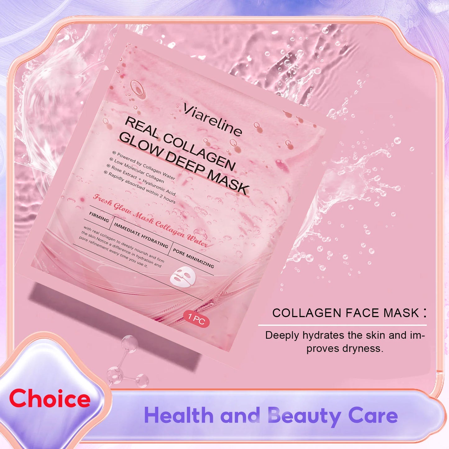 Collagen Hydrating Face Mask Pore Minimizing Anti Wrinkle Lift Firm Elasticity Enhancing Brightening Hyaluronic Acid Sheet Masks