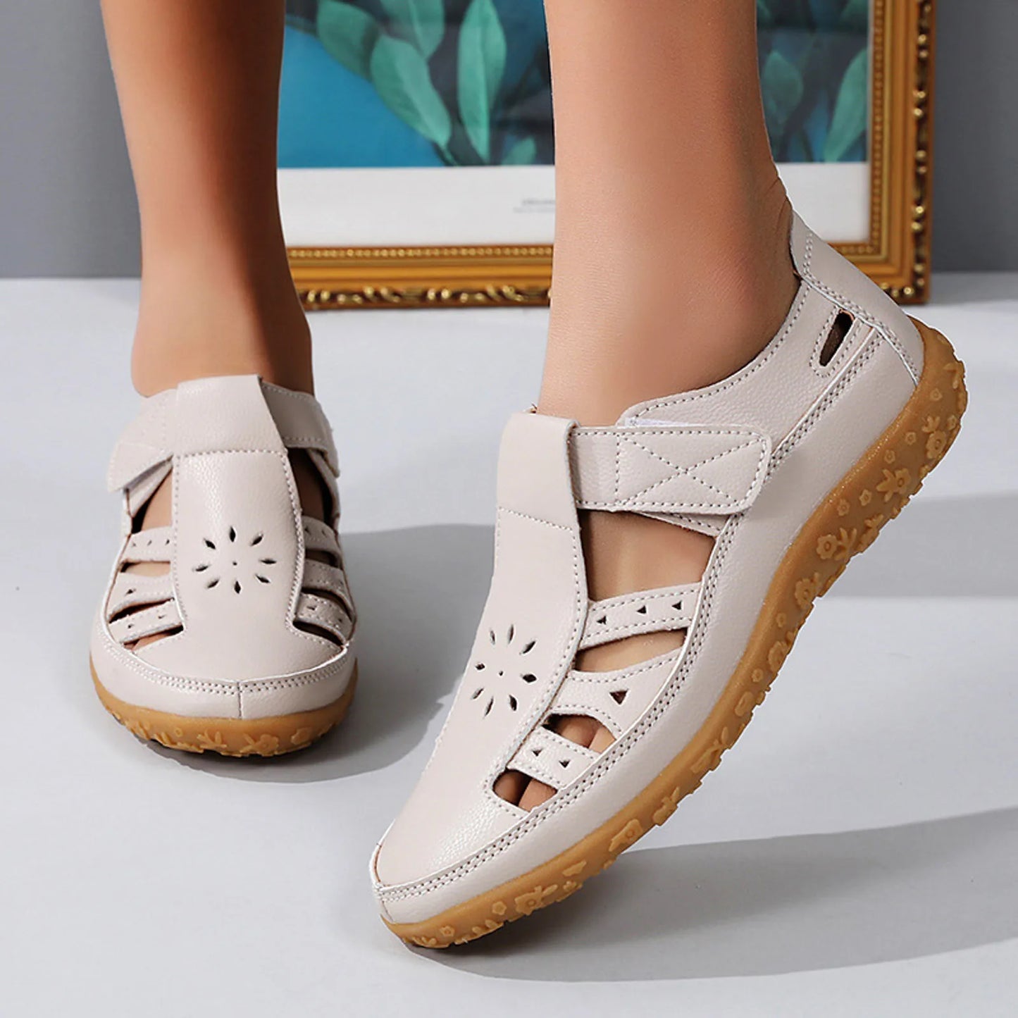 Sandals For Women 2025 Dressy Ladies New Spring And Summer Hollow Sandals Fashionable Solid Color Covered Toe Chaussures Femme