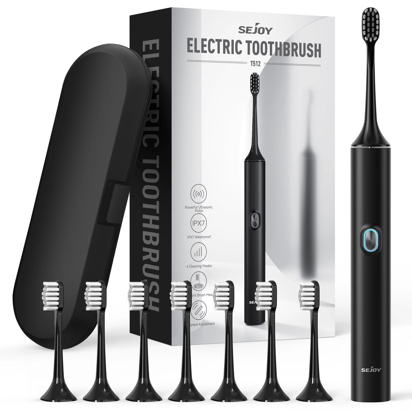Sejoy Sonic Electric Toothbrush Set Teeth 4 Models Whitening Dental Cleaning IPX7 Waterproof Electronic Tooth Brush 8 Heads