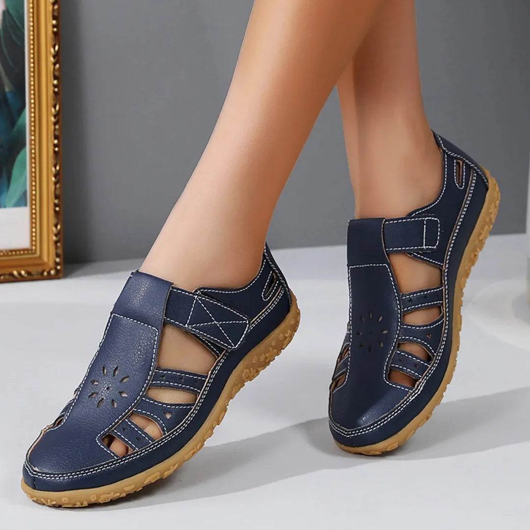 Sandals For Women 2025 Dressy Ladies New Spring And Summer Hollow Sandals Fashionable Solid Color Covered Toe Chaussures Femme