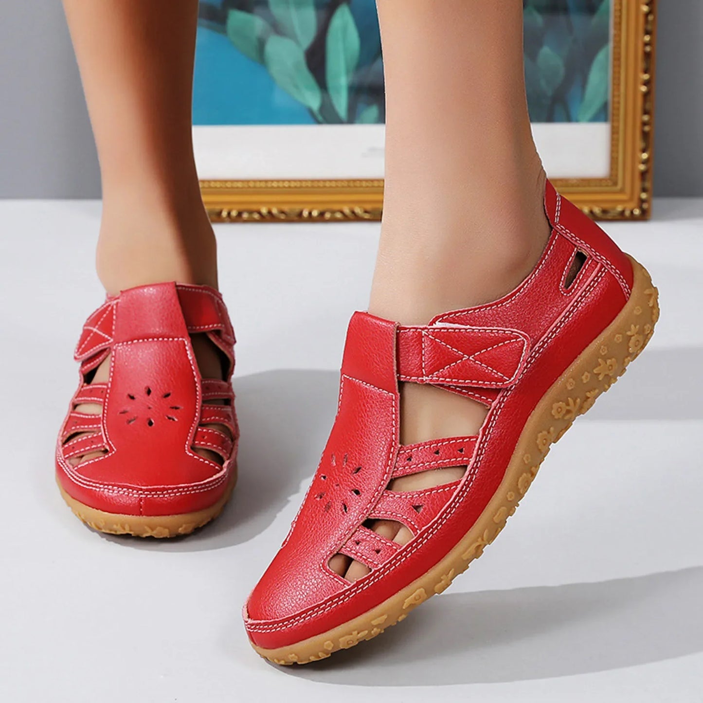 Sandals For Women 2025 Dressy Ladies New Spring And Summer Hollow Sandals Fashionable Solid Color Covered Toe Chaussures Femme