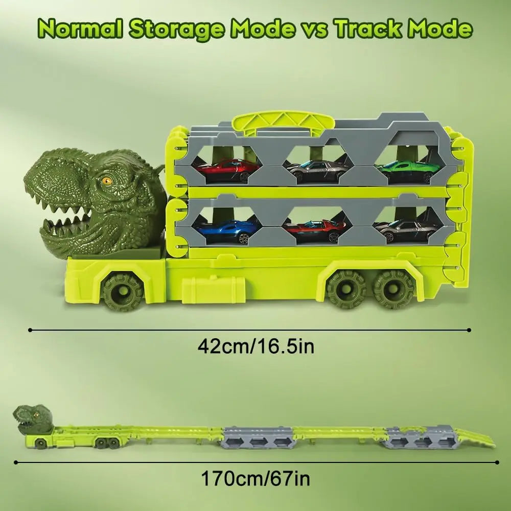 VATOS 1.7m Launch Dinosaur Truck 6x Cars Toy for Kids Race Track Truck Cars Carrier Vehicles Toys Set Boys Girls Gifts