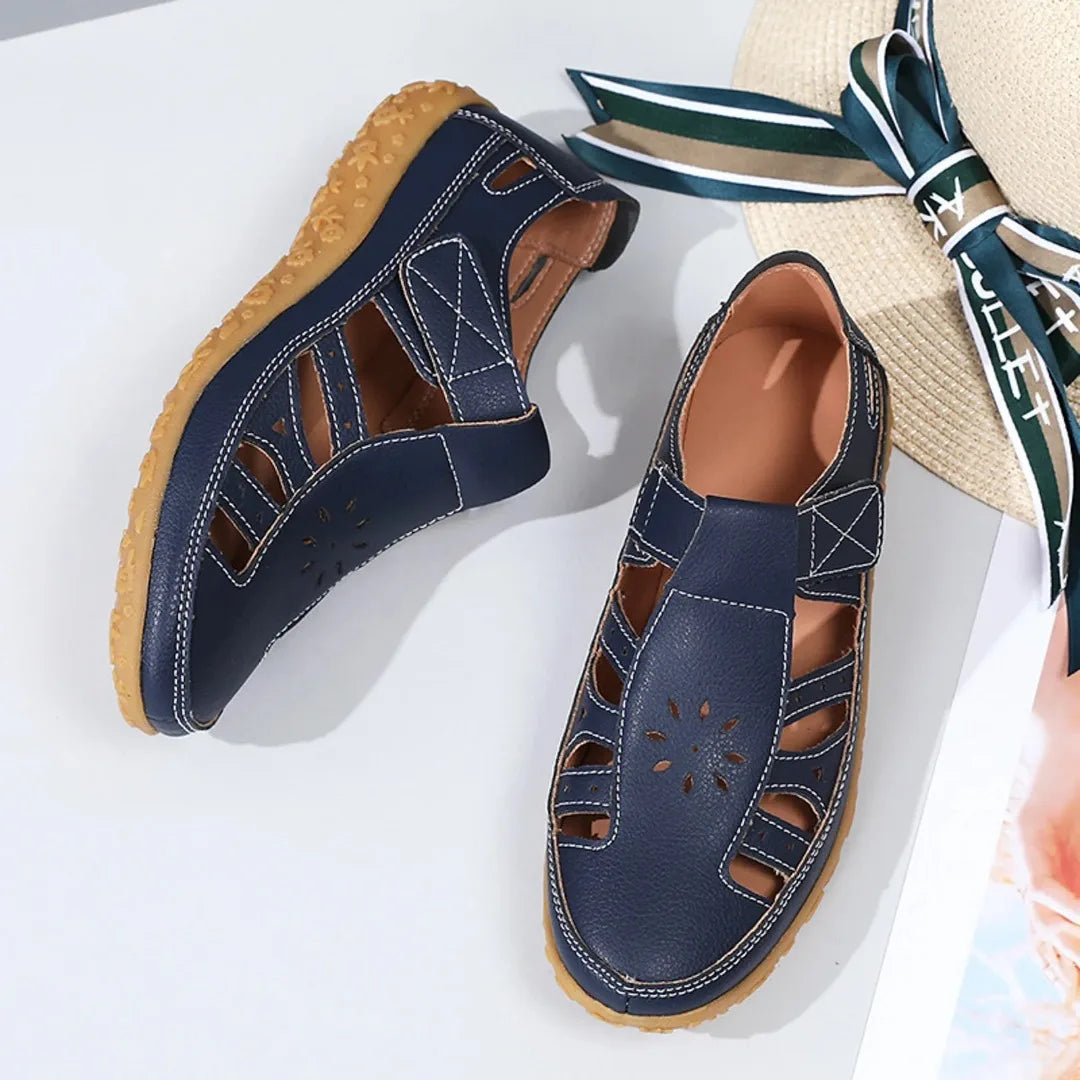 Sandals For Women 2025 Dressy Ladies New Spring And Summer Hollow Sandals Fashionable Solid Color Covered Toe Chaussures Femme