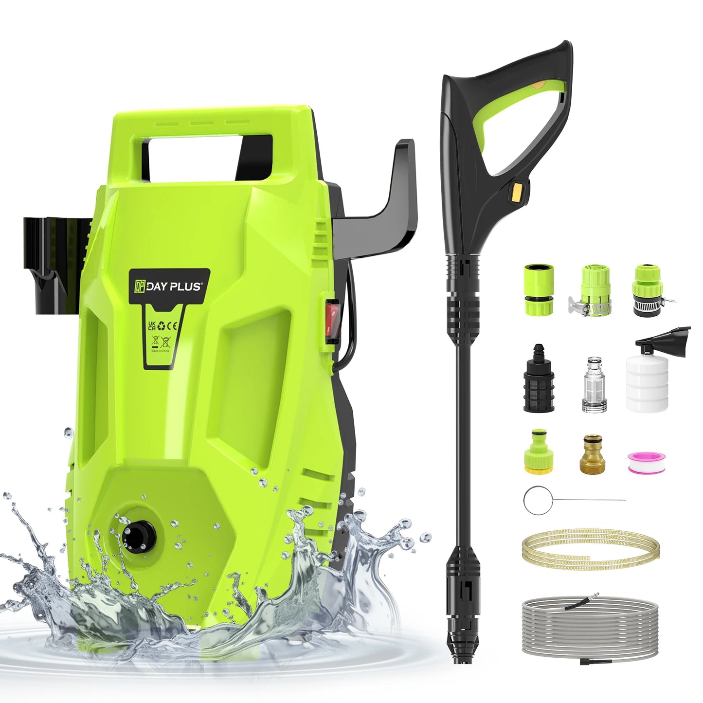 1800W 1.6GPM Electric Power Washer with 3-in-1 Nozzle, Adjustable Spray Gun for Garden/Driveway/Deck Cleaning, High Pressure