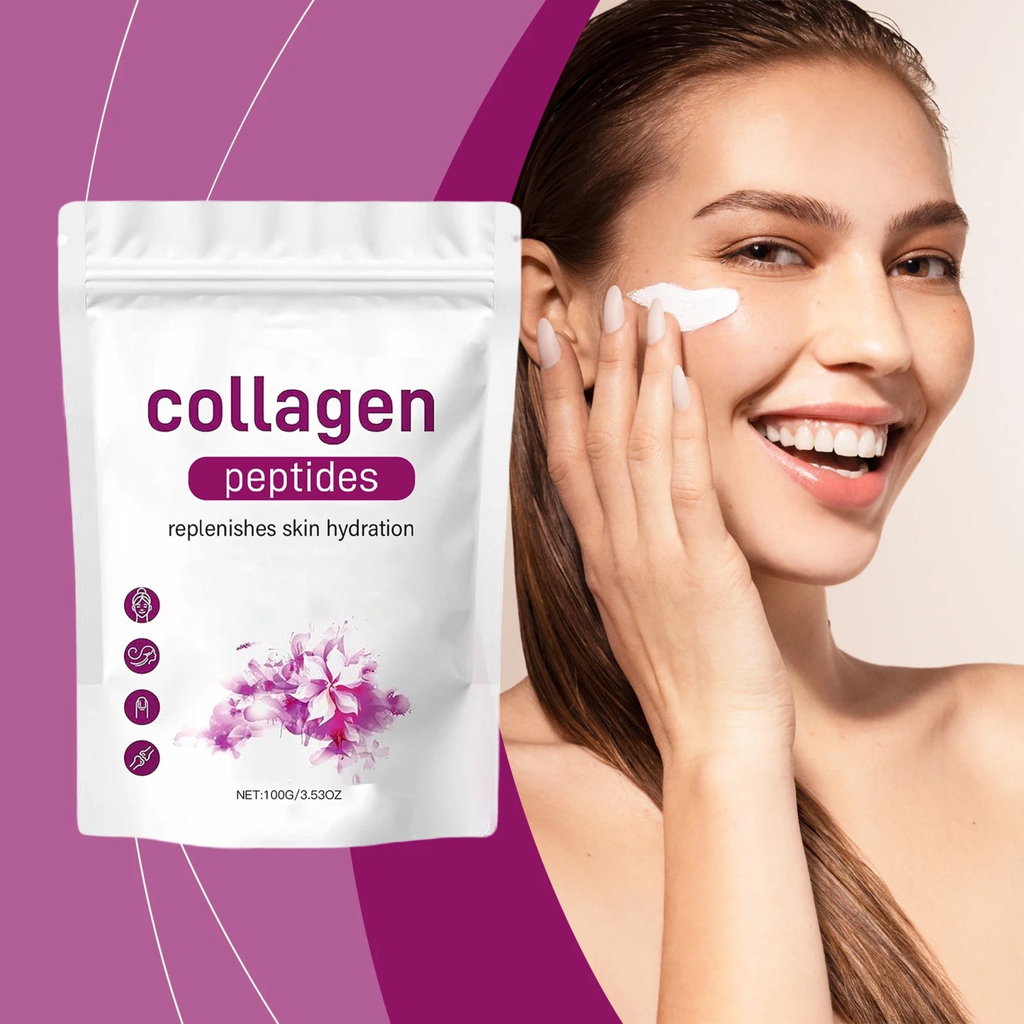Collagen Peptide Mask Powder Reduce Wrinkle Tighten Skin Enhance Elasticity Moisturize Brightening Firm Smooth Face Mask Powder
