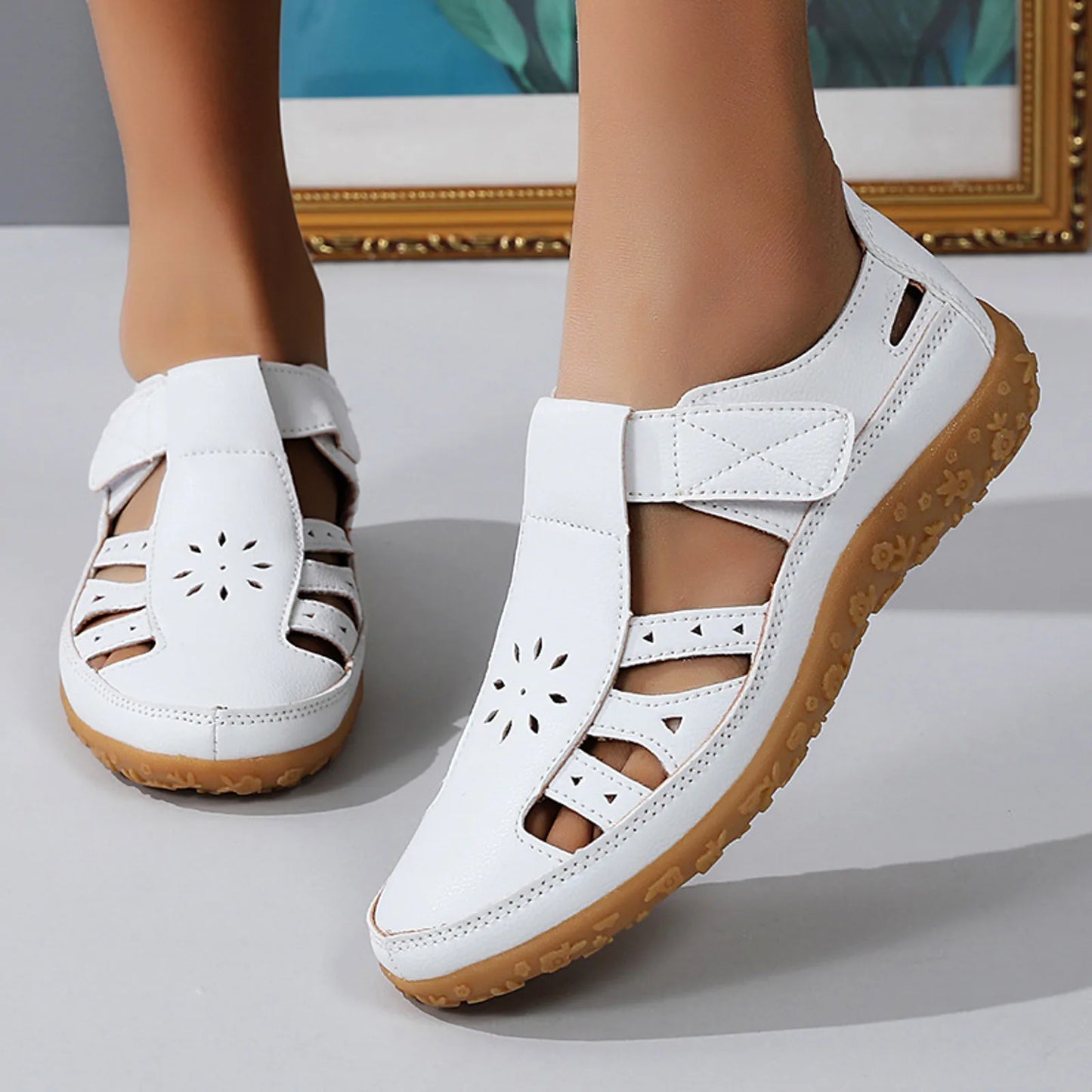 Sandals For Women 2025 Dressy Ladies New Spring And Summer Hollow Sandals Fashionable Solid Color Covered Toe Chaussures Femme