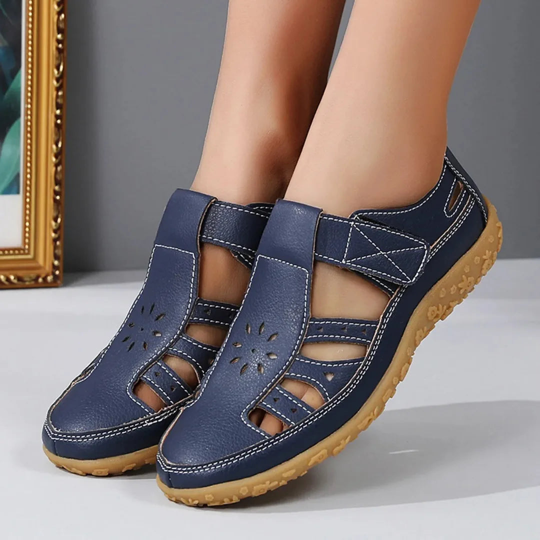 Sandals For Women 2025 Dressy Ladies New Spring And Summer Hollow Sandals Fashionable Solid Color Covered Toe Chaussures Femme