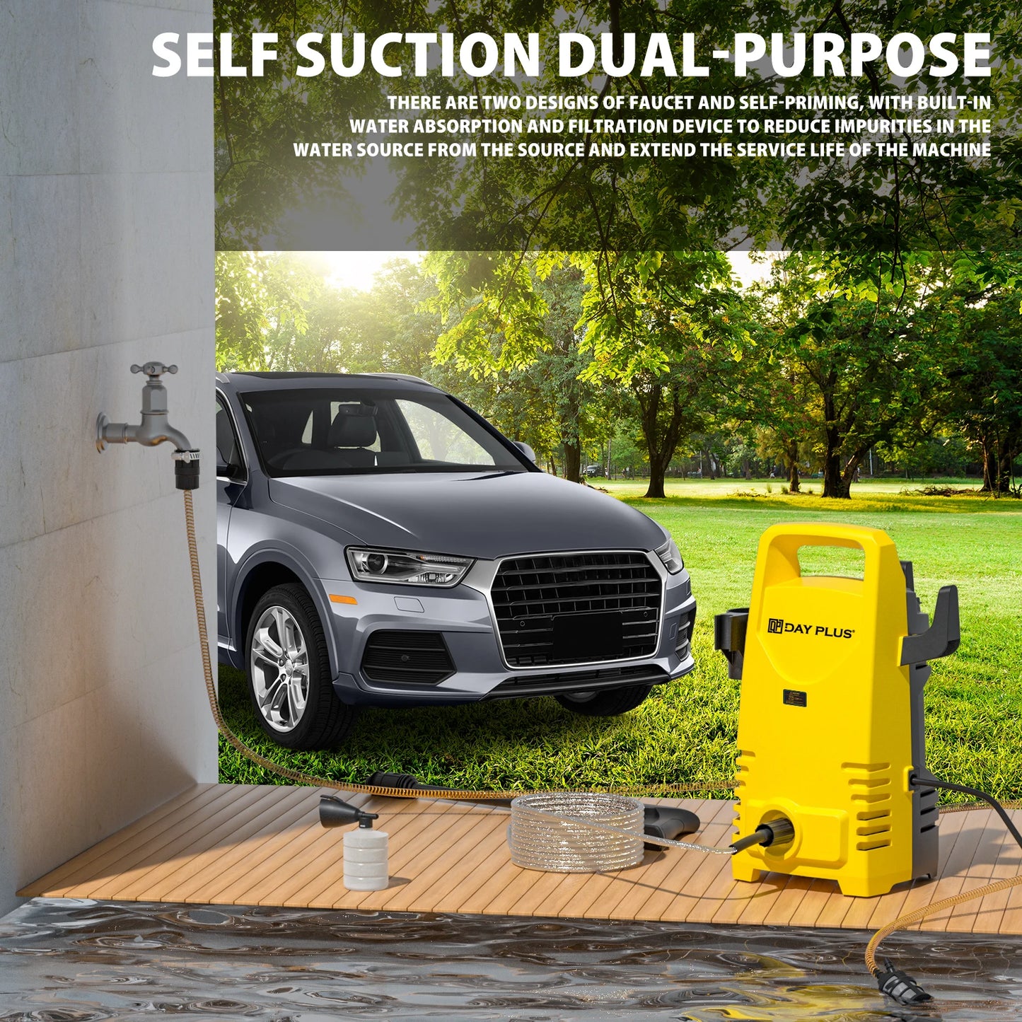 1800W 1.6GPM Electric Power Washer with 3-in-1 Nozzle, Adjustable Spray Gun for Garden/Driveway/Deck Cleaning, High Pressure