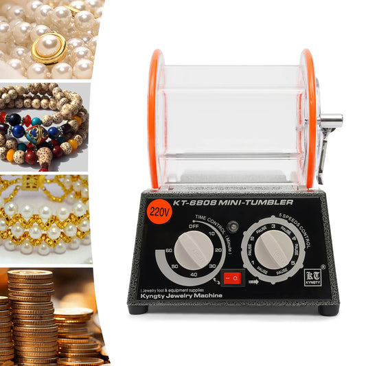 45W Spray Plastic Jewelry Polisher with 3mm Stainless Steel Polishing Balls Dual Rotation 5 Gears Adjustable Speed