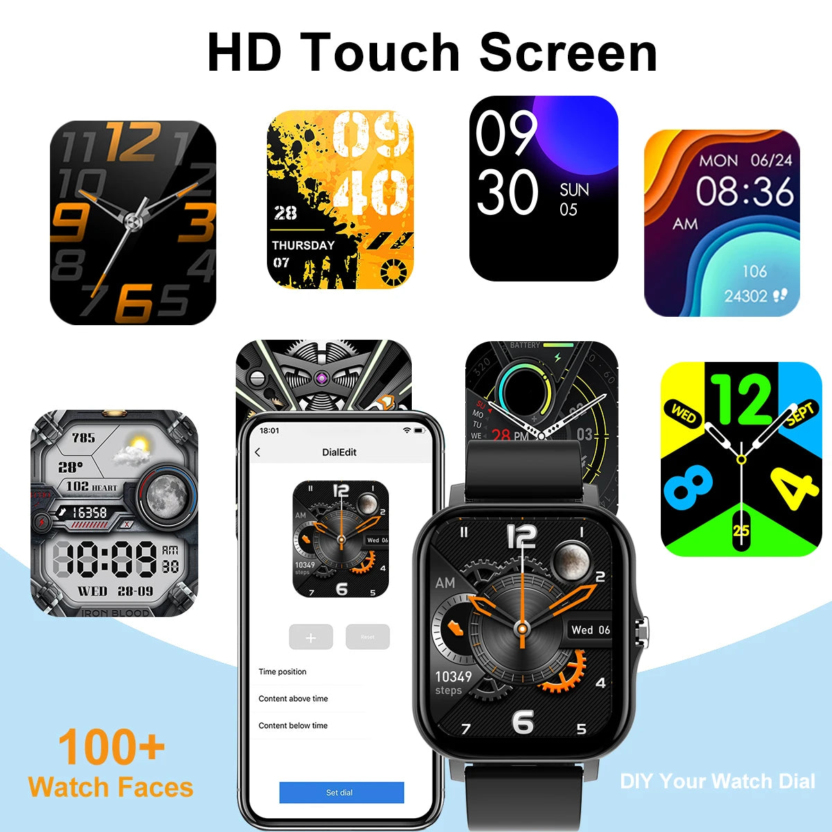 New smart watch, call, message reminder, compatible with iPhone/android, smart sports watch suitable for men and women