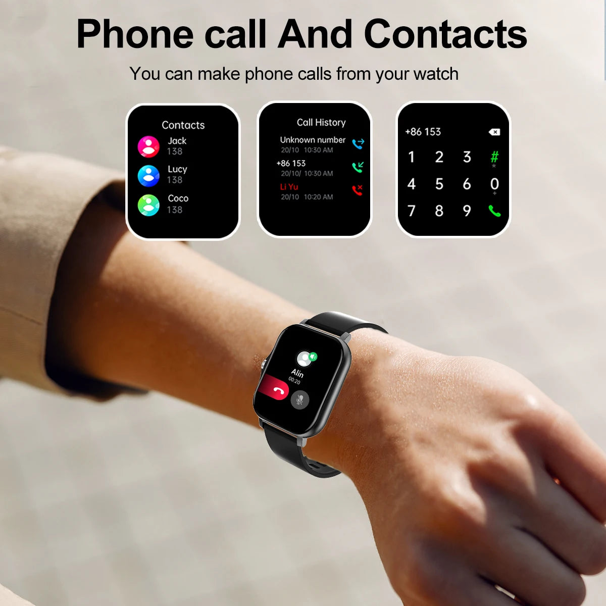 New smart watch, call, message reminder, compatible with iPhone/android, smart sports watch suitable for men and women