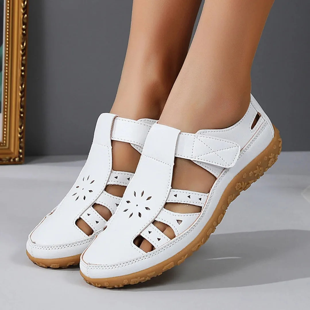 Sandals For Women 2025 Dressy Ladies New Spring And Summer Hollow Sandals Fashionable Solid Color Covered Toe Chaussures Femme