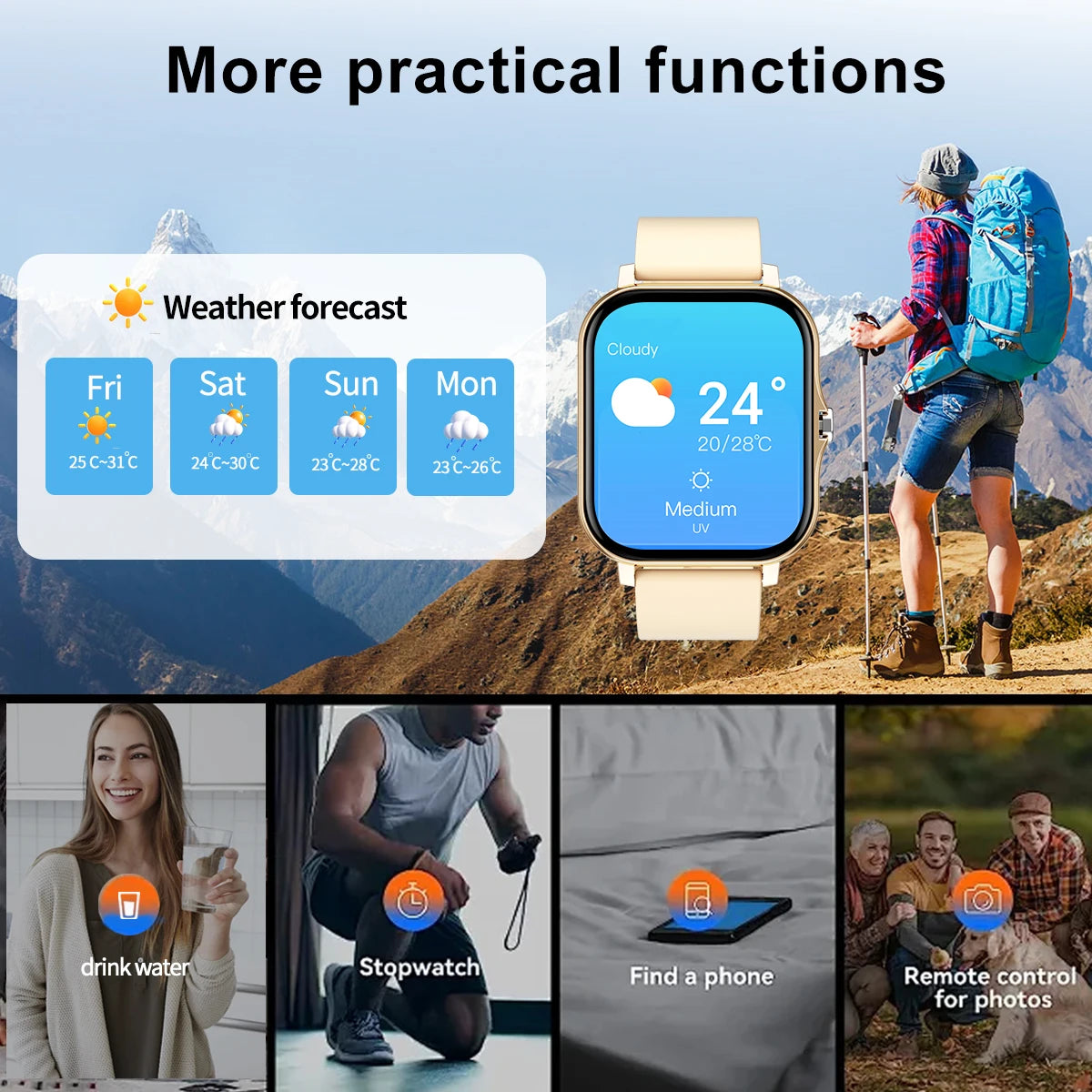 New smart watch, call, message reminder, compatible with iPhone/android, smart sports watch suitable for men and women