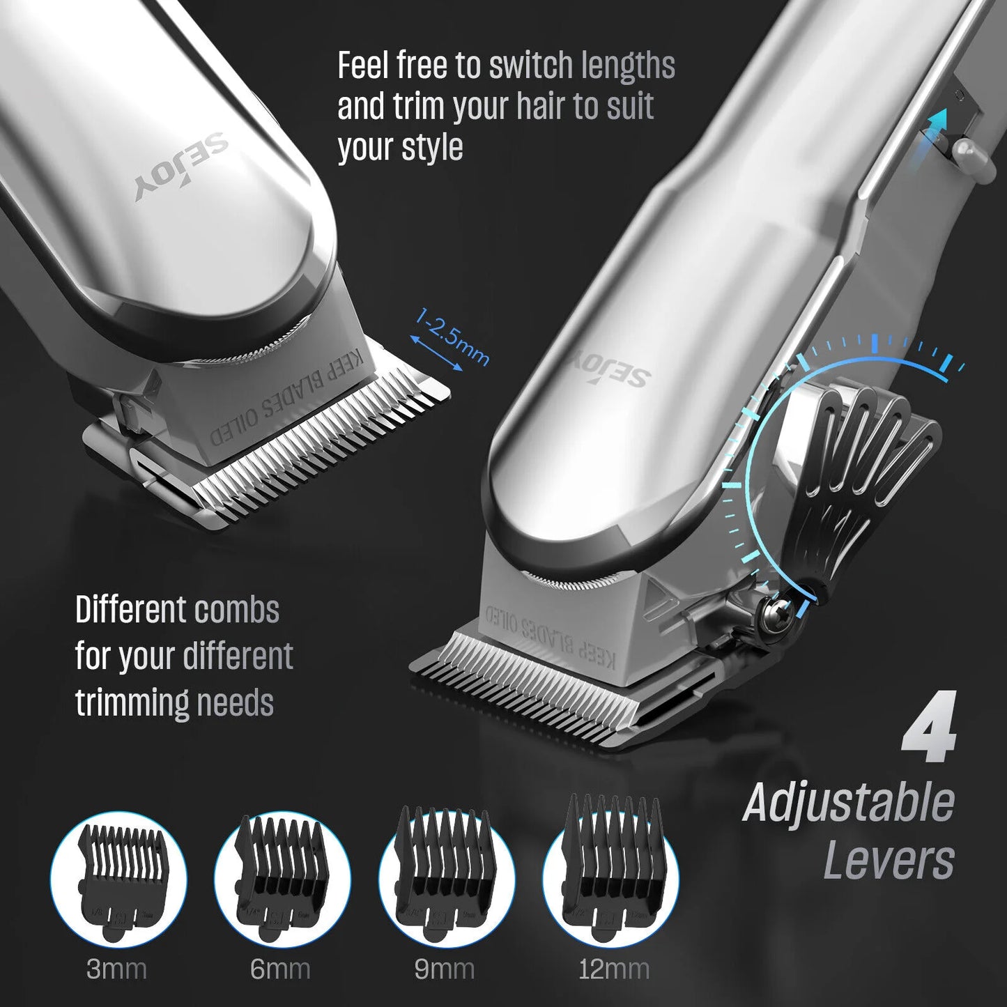 Sejoy Professional Hair Cutting Machine Hair Cutting Kit Cordless Barber Clipper Set with LED Display Hair Clippers for Men