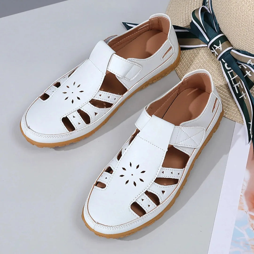Sandals For Women 2025 Dressy Ladies New Spring And Summer Hollow Sandals Fashionable Solid Color Covered Toe Chaussures Femme