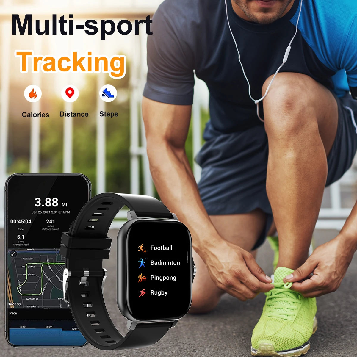 New smart watch, call, message reminder, compatible with iPhone/android, smart sports watch suitable for men and women